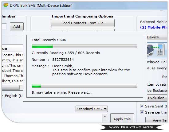 Screenshot of SMS via GSM Modem