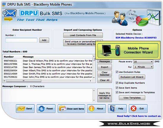 Windows 7 Blackberry Bulk SMS Software 8.2.1.0 full