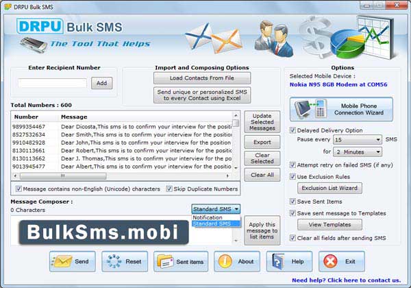 Bulk SMS GSM screenshot