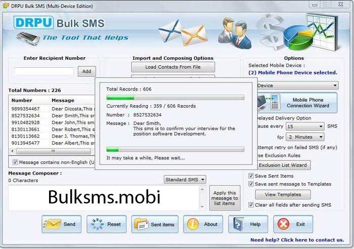 Screenshot of Bulk SMS Software GSM Mobile