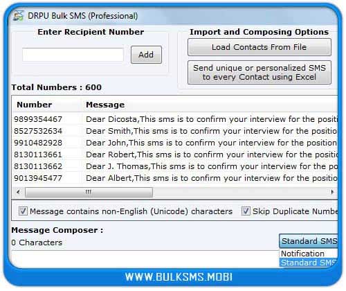 Send Bulk SMS Software screenshot