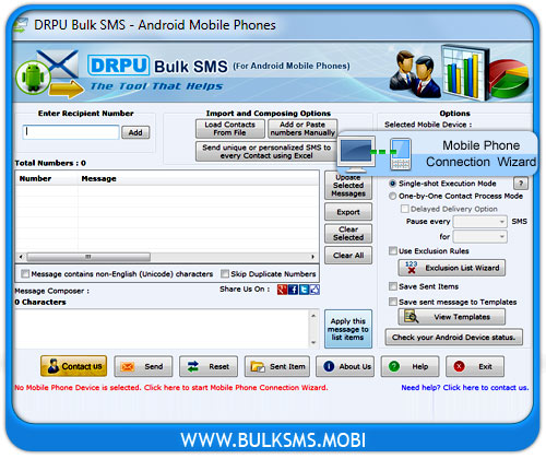 Bulk SMS Software for Android Mobile Phone