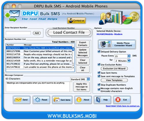 Mac Bulk SMS Software for Android Phones