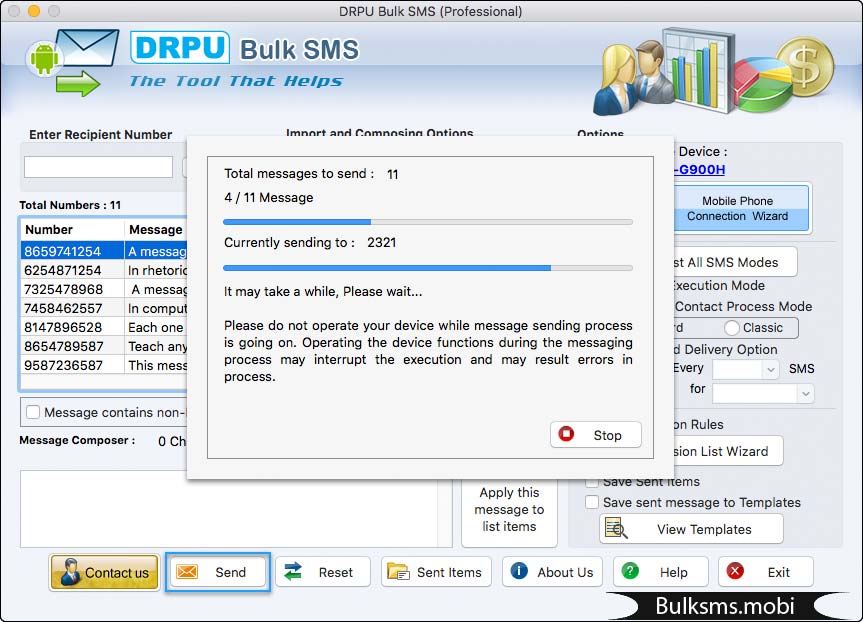 SMS sending process