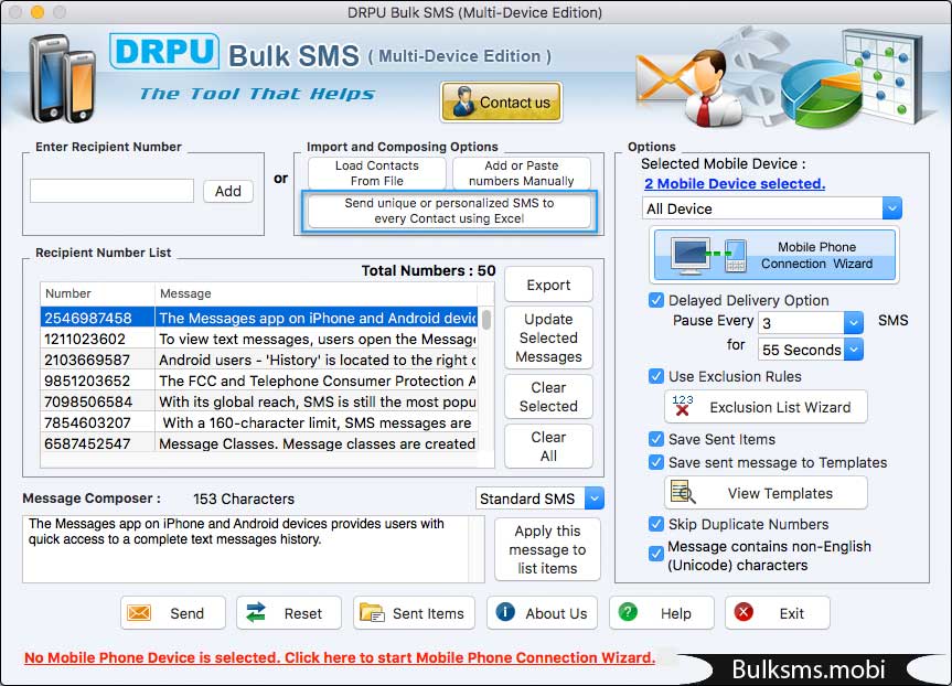 start sending SMS process