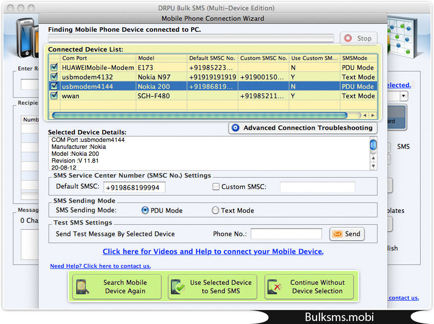 Mac Bulk SMS Software (Multi Device Edition)