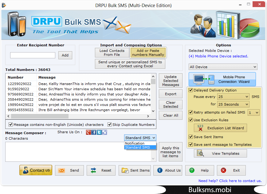 Bulk SMS Software (Multi –Device Edition)